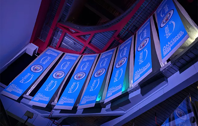 Amazon Prime Manchester City film opening event with Jubba Events printing project